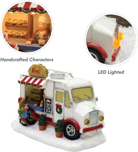MOMENTS IN TIME 4.13"H Popcorn Wagon - LED Lights, Battery Operated Christmas Village - Hand-Painted Polyresin in Kuwait