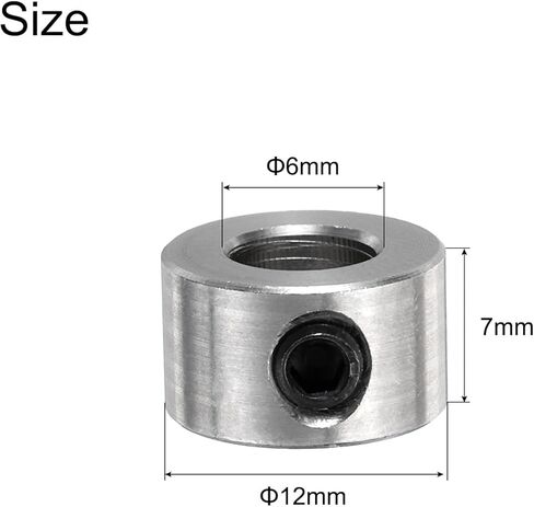 مجموعة 15 قطعة من uxcell أطواق لولبية 6 مم، أطواق عمود التجويف 6 مم، 12 مم OD، عرض 7 مم، طوق إيقاف المثقاب، أطواق عمق لقم الثقب من الفولاذ المقاوم للصدأ in Kuwait