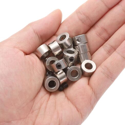 مجموعة 15 قطعة من uxcell أطواق لولبية 6 مم، أطواق عمود التجويف 6 مم، 12 مم OD، عرض 7 مم، طوق إيقاف المثقاب، أطواق عمق لقم الثقب من الفولاذ المقاوم للصدأ in Kuwait