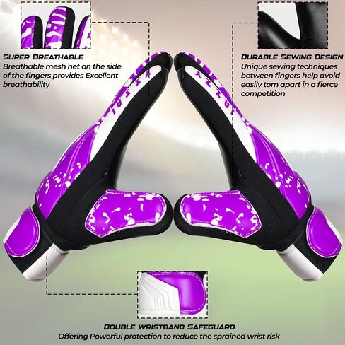 Goalkeeper Gloves for Youth, Kids Goalie Gloves with Double Wrist Protection, Non-Slip Latex Material, Adult Soccer Goalkeeper Gloves in Saudi Arabia