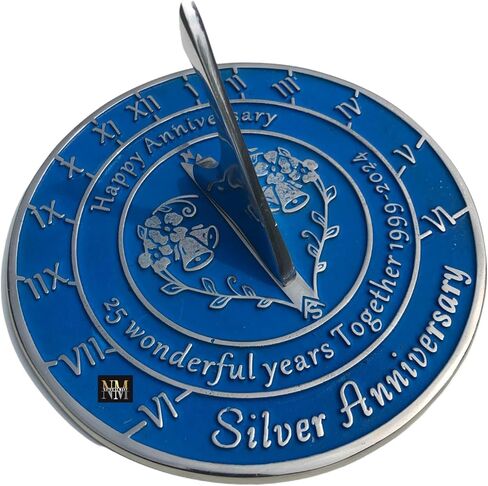 NauticalMart 25th Silver Anniversary Unique Marriage Present for Parents, Grandparents, Friends, Husband or Wife, Couples, Him & Her Wedding Anniversary Sundial Gift 2024 (25th Anniversary) in Kuwait