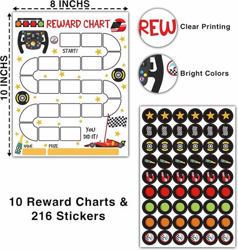 10 Rainbow Reward Chart with 216 Round Stickers, Incentive Behavior Chart for Kids at Home Classroom, Kids Routine Daily Chore Sticker Chart-A16 in Saudi Arabia