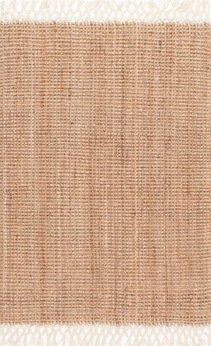 سجادة منطقة NuLOOM Raleigh Farmhouse Jute Tasseled Area، مقاس 5×8، طبيعية in Kuwait