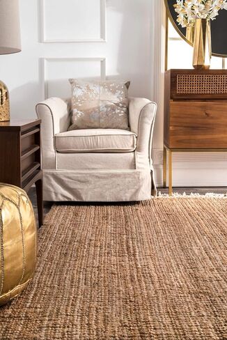 سجادة منطقة NuLOOM Raleigh Farmhouse Jute Tasseled Area، مقاس 5×8، طبيعية in Kuwait