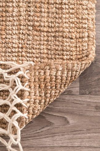 سجادة منطقة NuLOOM Raleigh Farmhouse Jute Tasseled Area، مقاس 5×8، طبيعية in Kuwait