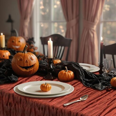 Black Cheesecloth Table Runner,1 PCS/35 x 120 Inch/10 Ft Long Thanksgiving Table Runner,Gauze Rustic Vintage Table Runner for Wedding Birthday Holiday Party Halloween Table Decor in Saudi Arabia