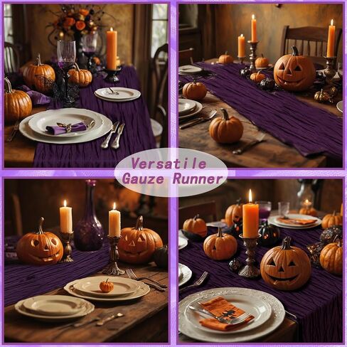 Black Cheesecloth Table Runner,1 PCS/35 x 120 Inch/10 Ft Long Thanksgiving Table Runner,Gauze Rustic Vintage Table Runner for Wedding Birthday Holiday Party Halloween Table Decor in Saudi Arabia