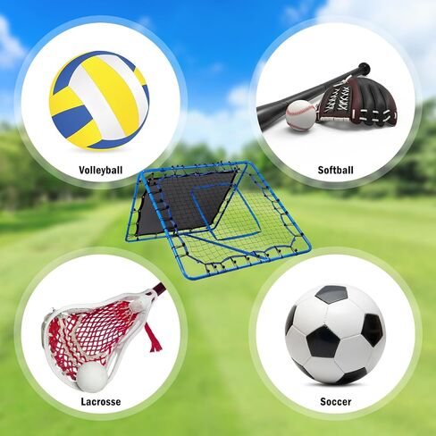 شبكة ارتداد الكرة الطائرة مزدوجة الجوانب - شبكة ارتداد كرة القدم قابلة للتعديل مقاس 3.9 × 3.9 قدم، أدوات مساعدة ومعدات للأطفال والمراهقين والبالغين، كرة بيسبول محمولة لاكروس ريبوندر للتحكم في ممارسة التمرير الجديدة in Kuwait