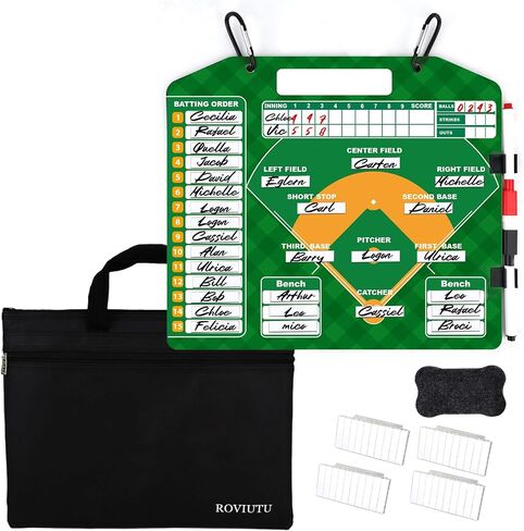 Magnetic Baseball Lineup Board, Baseball Lineup Board for Dugout, Baseball Clipboard for Coaches with 40 Softball Lineup Cards, 2 Markers, Big Erase, 2 Hooks & 2 Pen Clips, Carry Bag in Saudi Arabia