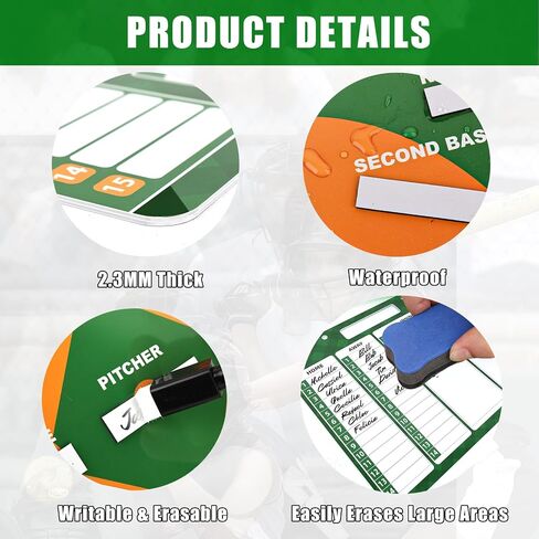 Magnetic Baseball Lineup Board, Baseball Lineup Board for Dugout, Baseball Clipboard for Coaches with 40 Softball Lineup Cards, 2 Markers, Big Erase, 2 Hooks & 2 Pen Clips, Carry Bag in Saudi Arabia