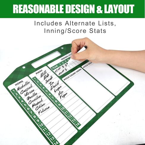 Magnetic Baseball Lineup Board, Baseball Lineup Board for Dugout, Baseball Clipboard for Coaches with 40 Softball Lineup Cards, 2 Markers, Big Erase, 2 Hooks & 2 Pen Clips, Carry Bag in Saudi Arabia