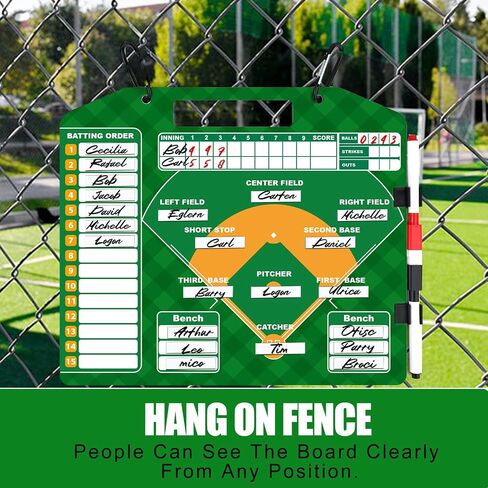 Magnetic Baseball Lineup Board, Baseball Lineup Board for Dugout, Baseball Clipboard for Coaches with 40 Softball Lineup Cards, 2 Markers, Big Erase, 2 Hooks & 2 Pen Clips, Carry Bag in Saudi Arabia