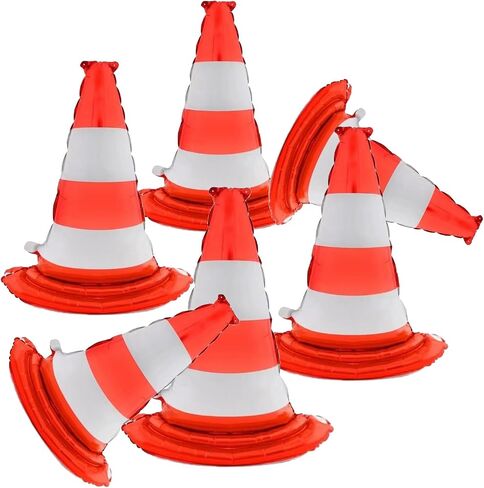 3D Traffic Safety Cones 35 Inch, Set of 6 pcs for Parking Lot, Road Safety, Construction Events, Traffic, Party Games, Red foil balloon in Saudi Arabia