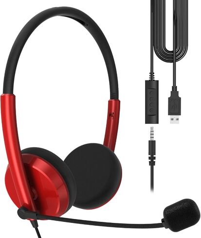 GEEKRIA USB Headset with Mic and Mute Option, Wired Headphone for PC, Laptop, Computer Headset with Noise Cancelling Microphone, All Day Comfort for Meetings, Call Center, School (Off White) in Saudi Arabia