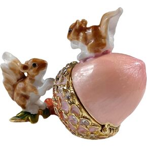 المينا البلوط الفاكهة والسنجاب حامل المجوهرات خاتم قلادة القرط حلية صندوق رسمت باليد البلوط والسنجاب الزينة للمنزل والمكتب ديكور الوردي in Kuwait