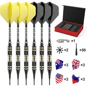 6 Pcs 18 Gram Professional Pro Metal Plastic Darts' Soft Tips for Board Darts Steel Tip Set for Electronic Dartboard