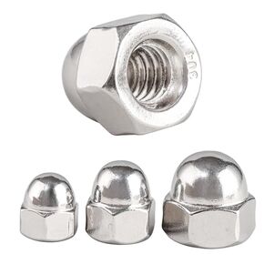 M12-1.75 Acorn Hex Cap Dome Head Nuts, 304 Stainless Steel 18-8, Bright Finish,3 Pcs, Silver