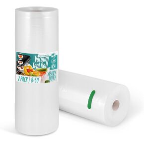 8" & 11" x 50' Vacuum Seal Bags Rolls (Combo Pack), Vacuum Seal Bags for Food for External Strip Machine (Not Included), Freezer, Microwave, and Boil Safe Vacuum Sealer Bags Rolls