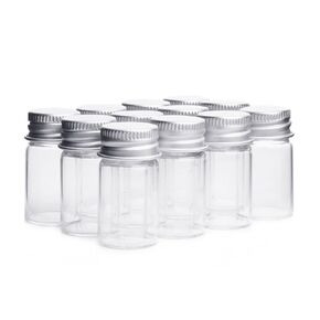 10PCS 7ML Empty Sample Glass Bottles Vials Jars Containers with Aluminum Screw Caps, Clear