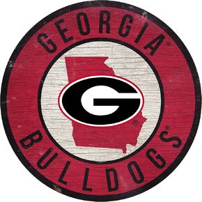 Fan Creations Georgia Bulldogs 12" Circle with State and Team Logo Wood Sign