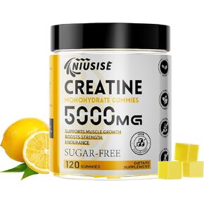 Creatine Monohydrate Gummies, 120 Creatine Sugar Free Gummies with 1000 mg Magnesium Complex and L-Threonate for Men & Women, Energy Support 1 Pack