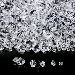Syhood 570 Pcs 5 Sizes Fake Crushed Ice Rocks Halloween Pirate Treasure Jewels Acrylic Crystal Gems Diamond Vase Fillers for Decoration Wedding Display Christmas Winter(Clear)