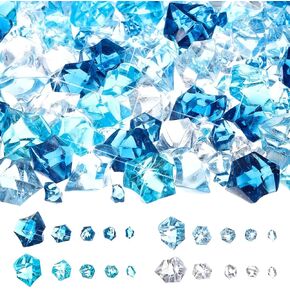 Syhood 570 Pcs 5 Sizes Fake Crushed Ice Rocks Halloween Pirate Treasure Jewels Acrylic Crystal Gems Diamond Vase Fillers for Decoration Wedding Display Christmas Winter(Clear)