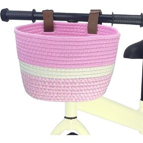 سلة مقود دراجة الأطفال من سامور، سلة أمامية للدراجة للفتيات والأولاد، سلة سكوتر لطيفة، سلال دراجات للأطفال، وردي وأبيض in Kuwait