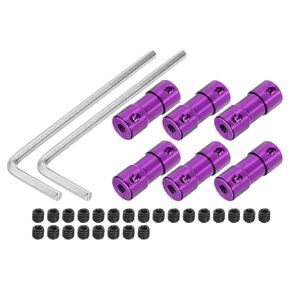 MECCANIXITY 3.17mm to 4mm Bore Rigid Coupling 25mm Length 10mm Dia M4 Aluminum Alloy Shaft Coupler Connector for 3D Printers DIY Car Boat Purple, with 8pcs Coupling, 32pcs Screws, 2pcs Wrench