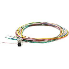 M8 8Pin Male Connector Waterproof Solder Cable with Wires 26AWG 0.5M Socket A Coding Straight Panel Mount Receptacle