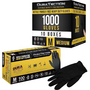 Dura-Gold HD Black Nitrile Disposable Gloves, Box of 100, Size X-Large, 6 Mil - Latex Free, Powder Free, Textured Grip