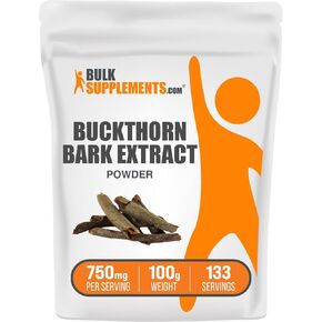 BulkSupplements.com Buckthorn Bark Extract Powder - Buckthorn Bark Supplement, Buckthorn Bark Powder - Herbal Supplement, Gluten Free, 750mg per Serving, 500g (1.1 lbs) (Pack of 1)