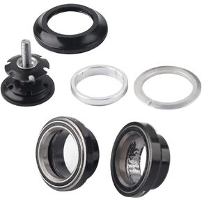 Bike Headset Bearing, Aluminum Alloy 34mm Bike Headset for 28.6mm Straight Steerer Fork Bearing(Black)