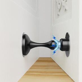 Magnetic Door Stopper Door Catch - 2 Pack Stainless Steel Heavy Duty Door Holder Stops for Bottom Top of Door - Wall Floor Mounting No Drill 3M Adhesive & Screws Strong Magnet Keep Door Open, Silver