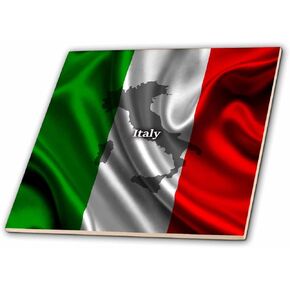 3dRose ct_204475_3 Italian Flag Design Ceramic Tile, 8"