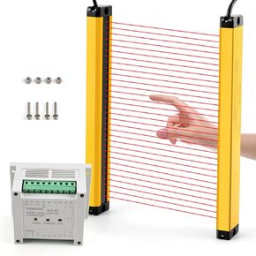 CGOLDENWALL 12mm Ultra-thin Safety Light Curtains Light Screen Infrared Sensor Safety Grating Punching Machine Protector Photoelectric protector Beam pitch:10mm (Beams: 32,Sensing height: 310mm)