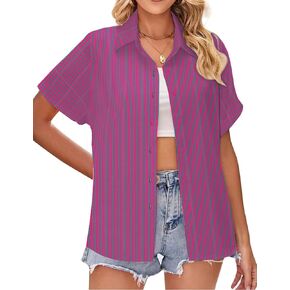 Hawaiian Shirt for Women Vacation Beach Tropical Button Down Shirts Summer Hawaii Aloha Short Sleeve Tops