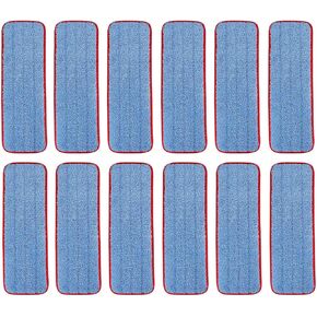 Microfiber Mop Pads for Rubbermaid Commercial 18 Inch Mop and 17 Inch Mop - 12 Pack Reusable Wet & Dry Cleaning Mop Head Replacement Refills Fit for Any Microfiber Flat Mop System 18" and 17"