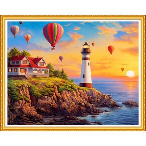 DMCVIVR Stamped Cross Stitch Kits for Beginners Adults Needlepoint Kits for Beginners Embroidery Kits for Adults Crossstitch Kit for Beginners 11CT-Elk Scenery 16x20 inch