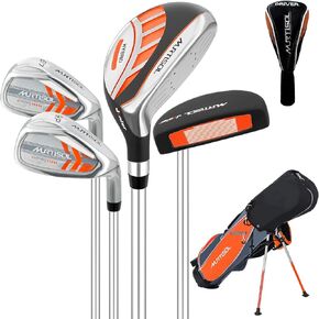 5/6 Pieces Kids Golf Club Set, Junior Golf Club Set Ages (5-8)(9-12)(12-14) Includes Stand Bag, 1# Drive, 5# Hybrid, 6/7#, 9/P# Irons and Putter Right Hand for Boys Girls