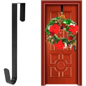 Christmas Wreath Hanger,Wreath Hanger for Front Door,30 cm(11.8 Inches Length) Metal Wreath Hanger, Door Wreath Hook for Christmas Home Office Wall Wedding Wreaths or Decorations (Black)