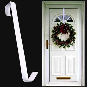 Christmas Wreath Hanger,Wreath Hanger for Front Door,30 cm(11.8 Inches Length) Metal Wreath Hanger, Door Wreath Hook for Christmas Home Office Wall Wedding Wreaths or Decorations (Black)
