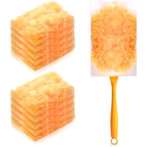 Duster Refills with Swiffer Duster Refills,10 Count 180 Heavy Duty Dusters Refills,Multi Surface Heavy Duty Feather Dusters Kit for Cleaning Kitchens,Bedrooms,Bathrooms,Studies,Cars (10, Orange)