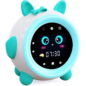 NONIOO OK to Wake Clock for Kids Sleep Training Clock مع ضوء ليلي، آلة صوت للأطفال الصغار، مؤقت قيلولة، ساعة لطيفة لغرفة نوم البنات والأولاد، أخضر