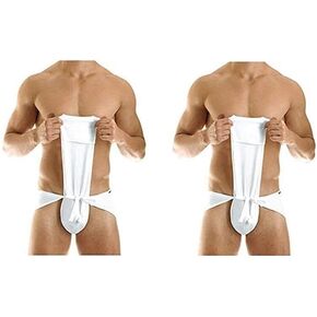 2 pc Indian Traditional Underwear Langot Lankot Loincloth Supporter Cotton White Color, White, 2