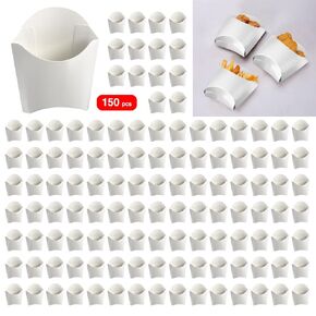 CNQLIS 300 Packs French Fry Holder 4 Oz, Disposable French Fries Container Box, Stackable White Kraft Paper Charcuterie Cups for Onion Rings, Popcorn, French Fries, Takeaway, Party