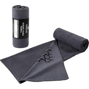 8ft Extra Large Hot Yoga Mat Towel - Non Slip - Heavy Duty Premium Soft Suede Cool Touch Feel - (72-84 inch Mats) Absorbent Microfiber & Silicone Grip - 86 in x 30 in - XL for Hot Yoga - 320GSM