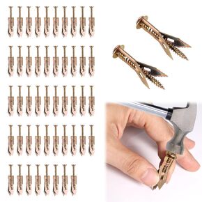 50 Pairs Upgraded Self-Drilling Anchors Screws Kit, 0.47x1.77in Zinc Plated Steel Self-Drilling Anchors Self Drilling Drywall Anchors for No Drill Or Holes in Hollow Wall Fixing TV Shelves Cabinets