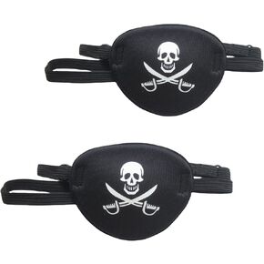2 pcs Pirate Skull Crossbone Eye Patch for Adults Kids，Funny Eye Patches for Halloween Costume Cosplay Black