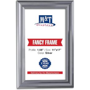 M&T Displays Silver 36x48 Picture Frame Made of 1.58 inches Aluminum Profile Front Loading Wall Mounting Fancy Snap Frame Display for Poster or Document with Mitred Corner